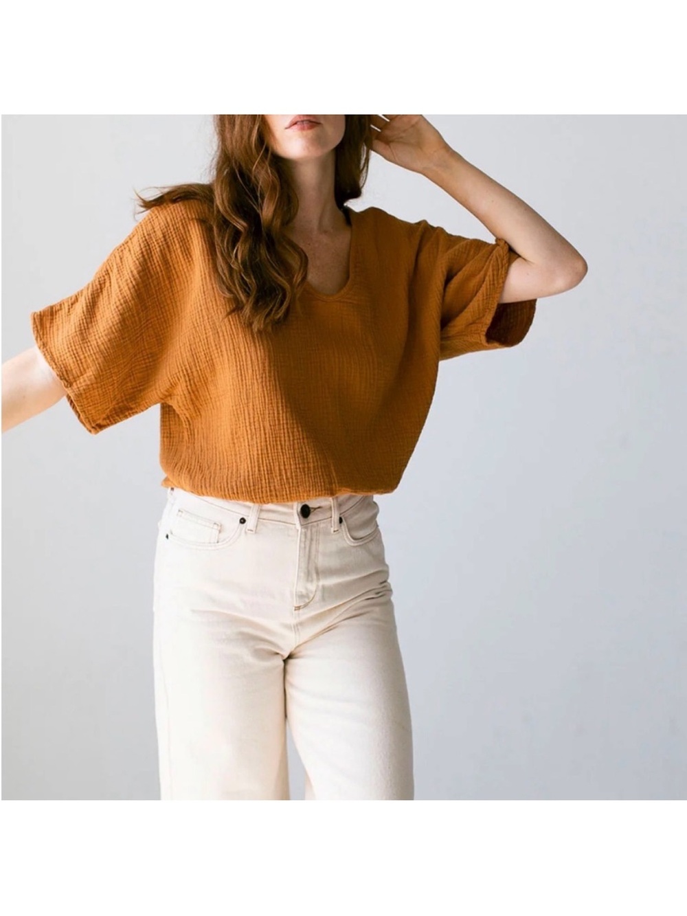 Suunday The Dolman Top — 100% Cotton Gauze Top in Rust